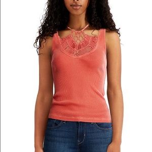 Free People Pink Crochet Tank Top